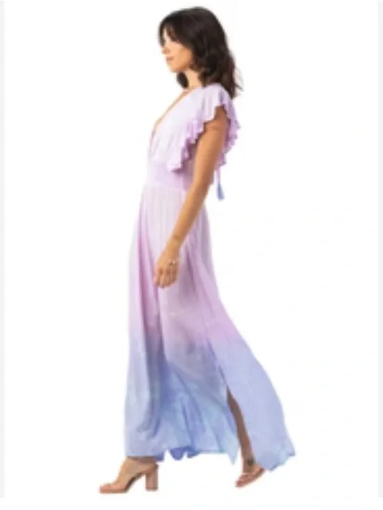 Tiare Hawaii M/L Boho Dahlia Maxi Dress Ombre Tie Dye Flowy Beach Summer Resort - Picture 2 of 11